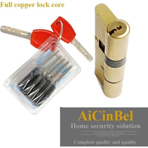 Door Lock Brass Cylinder Single Open Sided Blade Break Anti Pry Stainless Steel Bar Brass Snake Groove Cylinder Color 8 Keys