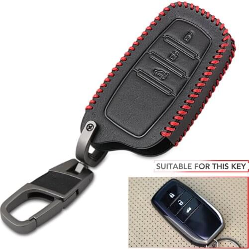 Leather Remote Key Case Fob Shell Cover For Toyota Hilux Fortuner Land Cruiser Camry Skin Holder 3 Button 2016 2017 2018