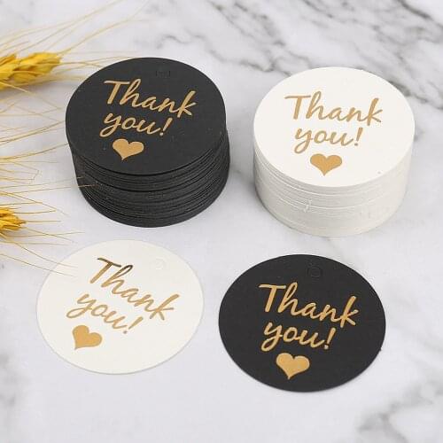 100pcs Round Tag "thank You" Tags Labels Gift Wrapping Paper Hanging Tags Diy Crafts Party Supplies No Twine