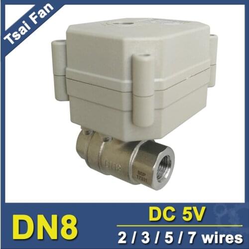 Hot Sales TF8-S2-C 2/3/5/7 Wires DN8 Motorized Ball Valve BSP/NPT 1/4'' SS304 Electric Ball Valve For Water Saving Irrigation