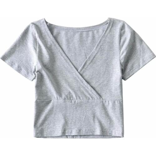 Sweet Women Soft Cotton V Neck Slim T-shirt 2021 Summer Fashion Ladies High Street T-shirt Female Solid Color Short T-shirt Top