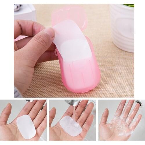 20 40 60 120PC/Box Travel Hand-Washing Soap Paper Multifunctional Sliced Cleaning Paper Disposable Boxed Mini Travel Bathe Soap