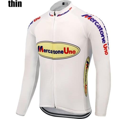 The New Classic Mens Long-Sleeved Professional Cycling Jersey, Warm Winter Thin Mountain Bike Wear Mercatone Uno Hot Sale