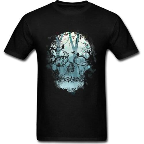 Novelty Mens Tshirt Black Dark Forest Skull 3D T Shirt For Men Big Size Mens Skull Shadow T-Shirts Good Quality Cotton Teeshirt