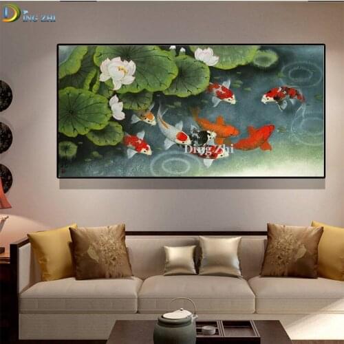 New Arrivals Chinese Style Koi 5D Diamond Embroidery Picture Of Rhinestones Diy Diamond Painting Full Square/Round Manual Hobby