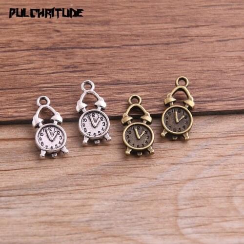 20PCS 9*18mm Two Color Vintage Metal Zinc Alloy Steampunk Clock Charms Fit Jewelry Pendant Charms Makings