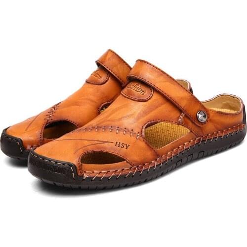Hot Classic Summer Mens Sandals Genuine Leather Soft Breathable Shoes Beach Roman Sandals Men Sandals Sandals Slippers Bohemia