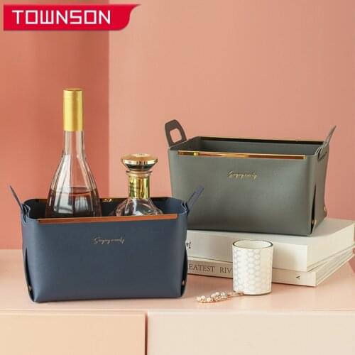 PU Leather Storage Box Desktop Storage Basket Office Storage Organizer Box Home storage organizer Office desktop storage