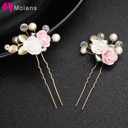 MOLANS Flower Hairpin For Women Hair Combs Headdress Prom Bridal Wedding Crown Elegant Hair Accessories Gold Leaves Headwear