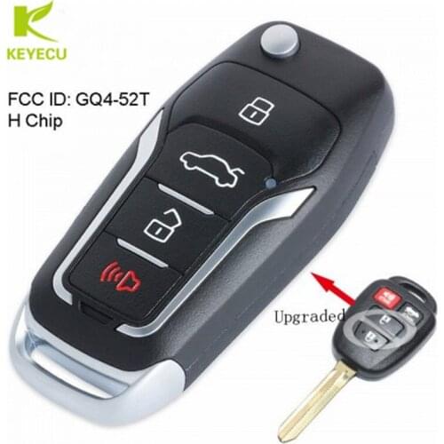 KEYECU Replacement Upgraded Remote Key Fob for Toyota RAV4 Highlander 2014 2015 2016 for 4 Button Remote GQ4-52T With H Chip