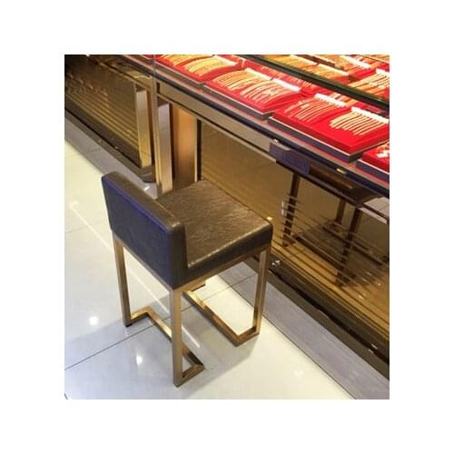 Stainless steel bar chair modern simple jewelry chair Eyeglass store reception counter stool high stool back chair home