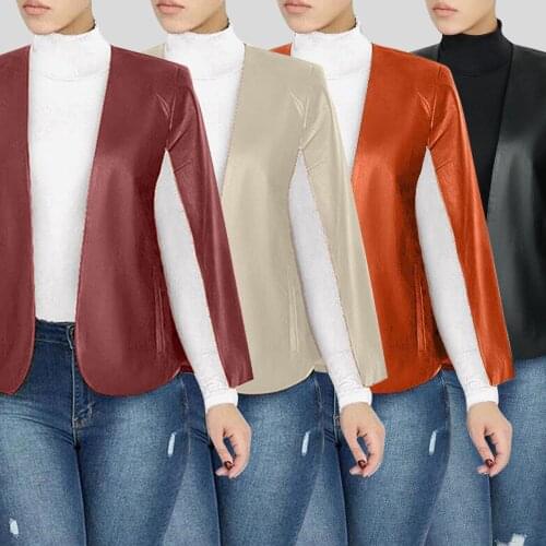 2021 Summer Women Full Sleeve Solid Color Short Coat Cloak Sexy Fashion Outfit High Street Slim PU Leather Coats Wholesale