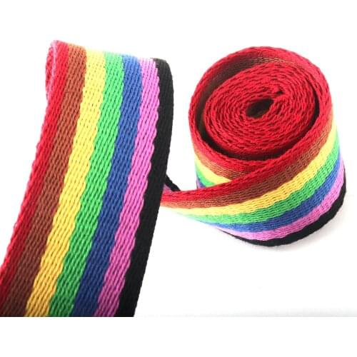 1.5inch Rainbow Webbing Purse Straps Fabric Belt Canvas Webbing Key Fobs Strap Webbing Bag Strap Making