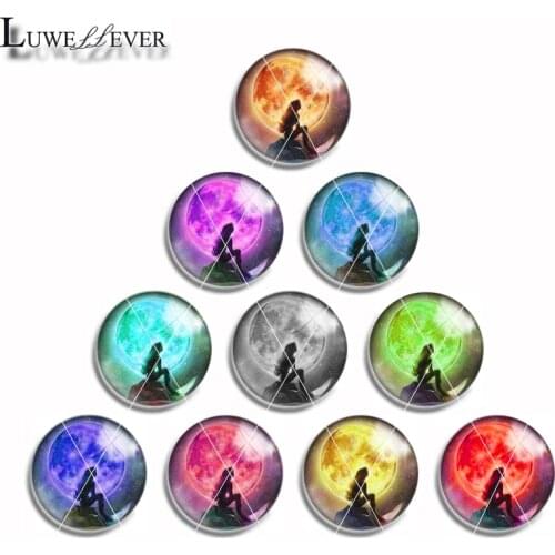 10mm 12mm 14mm 16mm 20mm 25mm 467 10pcs/lot Mermaid Mix Round Glass Cabochon Jewelry Finding 18mm Snap Button Charm Bracelet