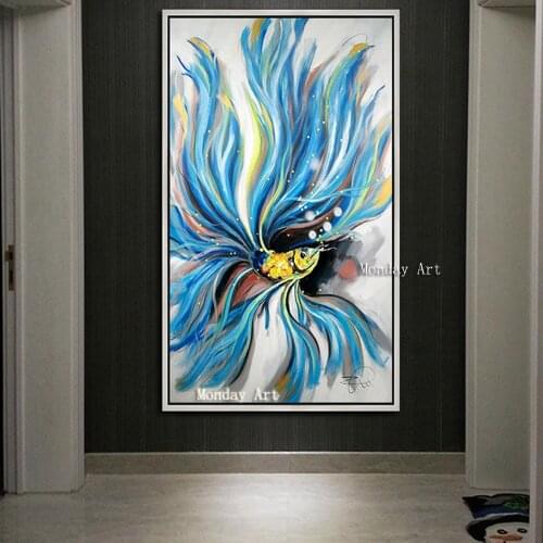 100% Hand-painted Colorful Dragon fis Art Oil Painting On Canvas Wall Art Wall Adornment picture wall Painting for living room