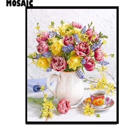 5d diy square round diamants rose tea cup Home Decor Diamond Mosaic diamond painting full diamond Embroidery Pattern Rhinestones