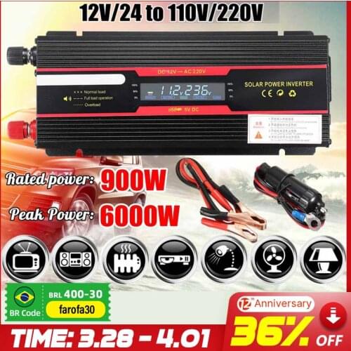 6000W Modified Sine Wave Inverter DC 12v/24v To AC 110V/220V Voltage Transformer Power Converter Solar Inverter LCD Display