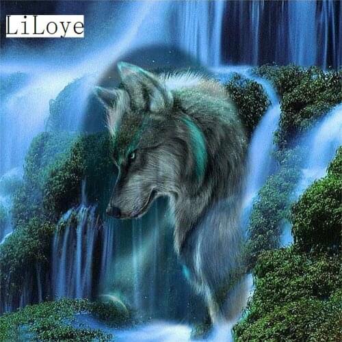 LI LOYE DIY Diamond Painting Cross Stitch Full Square mosaic Diamond Embroidery waterfall wolf Pattern Hobbies Crafts Decor FZ84
