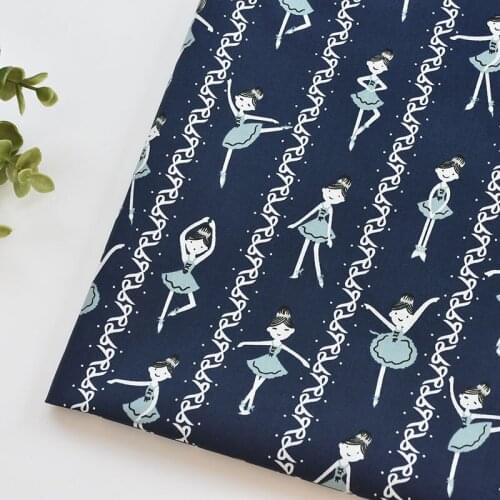 1meter Dancing ballet girl navy blue fabric for Childrens skirt dress DIY Summer clothes bag handwork fabric art XMT