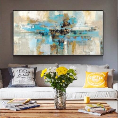 Turquoise Color Wall Art Canvas Painting Modern Abstract Graffiti Art Prints Decorative Picture For Living Bed Room Decor