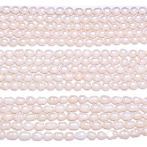 Natural freshwater pearl beads White (Grade A / AA / AAA) ellipse Sold in packs DIY for making necklaces and bracelets 36CM