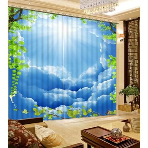 Home Decor Living Room Natural Art blue sky custom curtain fashion decor home decoration for bedroom living room curtain