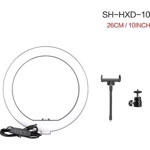 SH 10inch/26cm Ring Light With Tripod Stand Usb Charge Selfie Led Dimmable Photography Video Lamp For Makeup Live Stream