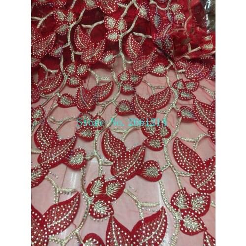 Good looking bridal lace fabric wholesale african french lace fabric with a lot of stones BZL-3893 embroidered lace fabric