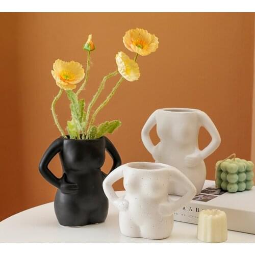 Creative Ceramic Vase Home Decoration Ornaments Splash Ink Niche Water Cup Fun Akimbo Plastic Art Vase Hydroponic Ceramic Vase