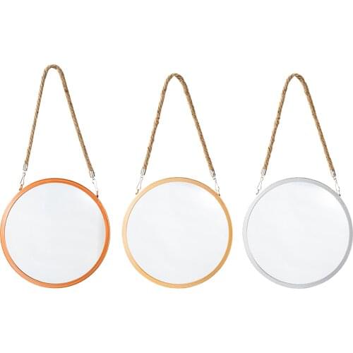 Round Mirror Wall Hanging Makeup Mirrors 24.8x48cm for Home Wall Dorm Door