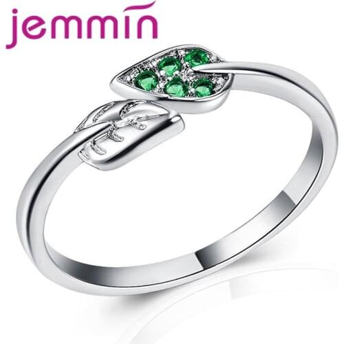 Fashion 925 Sterling Silver Women Rings Brief Branch Green Leaf Daily Jewelry Birthday Gift CZ Cubic Zircon Knuckle Rings