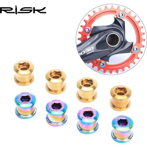 RISK 6.5mm Titanium Bicycle Chain Wheel Screws set MTB BMX Bike Chainwheel Fixed Bolts XT Mountain Bike Gear Bolt Cycling Parts
