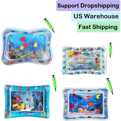 Inflatable Infants Tummy Time Activity Mat Baby Play Water Mat Toys Summer Swimming Beach Pool Gyms Mat with Pump