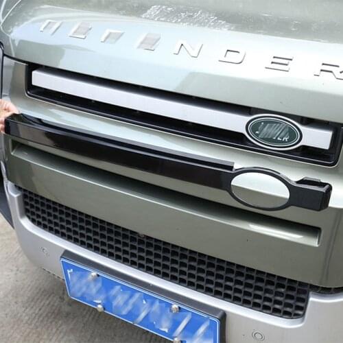 For Land Rover Defender 90 110 2020-2022 Car styling ABS Black Car Front Grille Trim Stickers Car Accessories