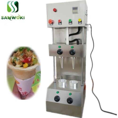 Stainless steel 2 heads pizza cone making machine 13*6*0.3cm sweet cone Pizza machine egg cone forming machine