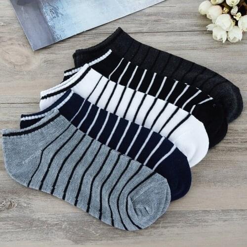 1 Pair Low Cut Men Sports Socks Striped Sport Socks For Male Breathable Non-slip Boat Socks 5 Colors D0369