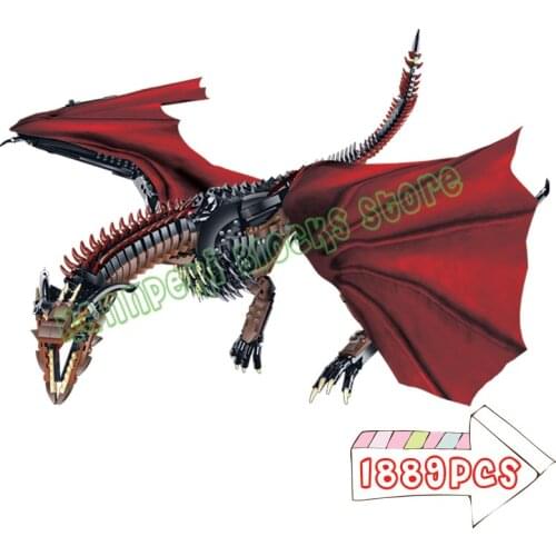 New 1899PCS+ Flying Dragon Fire Ice Dinosaur Science Building Blocks Bricks Children Kids Gifts Toys Puzzle Ancient DIY MOC