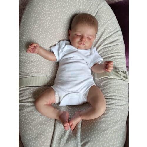 NPK 49CM Rosalie Reborn Sleeping Polular Soft Hand-Drawing Hair 3D Skin Tone with Veins Rooted Eyelash Collectible Art Doll