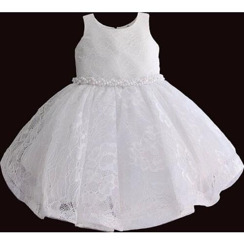 Baby Girl Clothes 1st Birthday Girls Tutu Dress Pearl Belt Baptism Evening Party Gown Princess Kids Dresses for Girl 6 12 18 36M