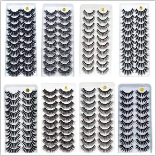 Wholesale NEW 10Pairs 3D Faux Mink Eyelashes Natural False Eyelashes Mink Lashes Soft Eyelash Extension Makeup Kit Cilios
