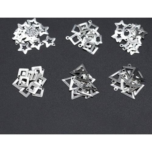 50pcs/lot Stainless Steel Pentagram Triangle Geometry Charms Pendants Fit DIY Jewelry Marking Findings Supplies