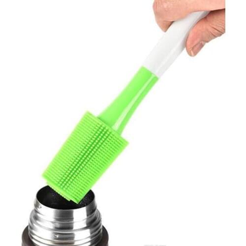 Practical Long Handled Silicone Brush Cup MUG Cleaning Brush Baby Milk Bottle Washing Brush Home Kitchen BBQ Cleaning Tools