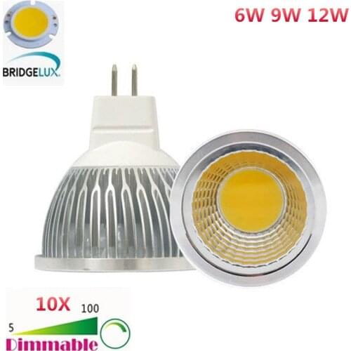 10X Bombillas 6W 9W 12W LED COB Spotlight Dimmable MR16 AC DC 12V LED Spot Down Light Lamp Bulbs Lampada Ampoule Candle Luz