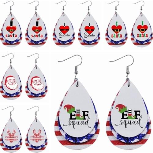 I Love Santa Earrings Christmas Layers Earrings Bulk Wholesale Personalized Name Elf Earrings Stock