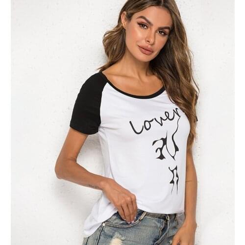 2021 Women Shirts New Casual Harajuku Printed Patchwork Tops Summer Female Short Sleeve Shirt Femme Blusas Mujer De Moda 2021