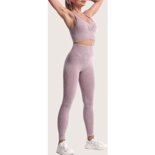 ATHVOTAR Yoga Two Piece Set Women High Waist Leggings Fitness Sports Bra Workout Sportswear Running Sport Set Women