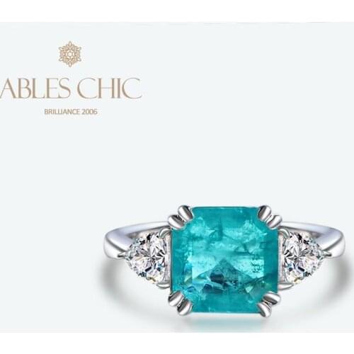 Sterling Silver Lab Paraiba Wedding Ring Cushion 5A Zircon Big Blue Gemstone Women Party Rings Bridal Fine Jewelry S2R1S2R0896B