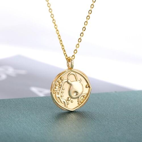 Vintage Zodiac Necklace for Women Zodiac Medallion Stainless Steel Necklaces Birthday Gifts for her Party Jewelry