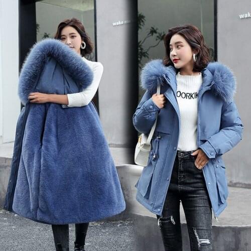 Winter Jacket Women Thick Parkas Fur Liner Hooded Winter Coat Women Wadded Jacket Long Parkas Gilrs Jaqueta Feminin