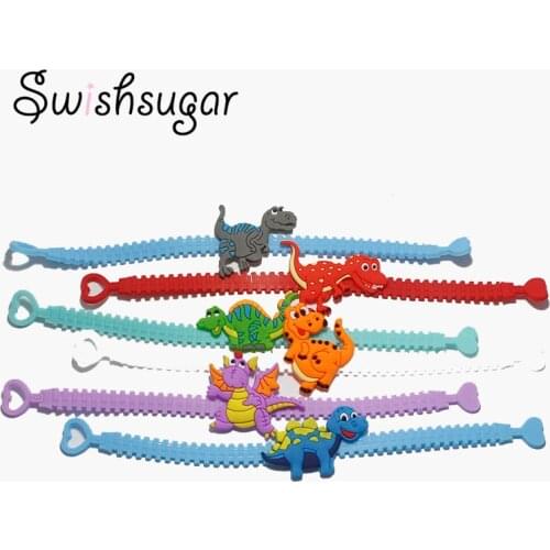 10pcs Dinosaur Rubber Bangle Cute Animal Bracelet Birthday Easter Holiday Party Kids Children Girl Boys Wristband Gift Favor
